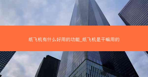 纸飞机有什么好用的功能_纸飞机是干嘛用的