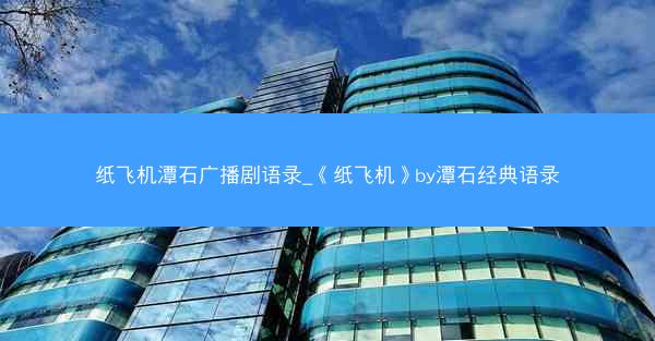 纸飞机潭石广播剧语录_《纸飞机》by潭石经典语录