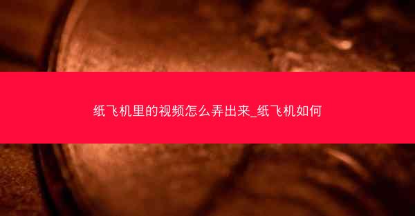 纸飞机里的视频怎么弄出来_纸飞机如何