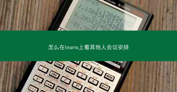 怎么在teams上看其他人会议安排